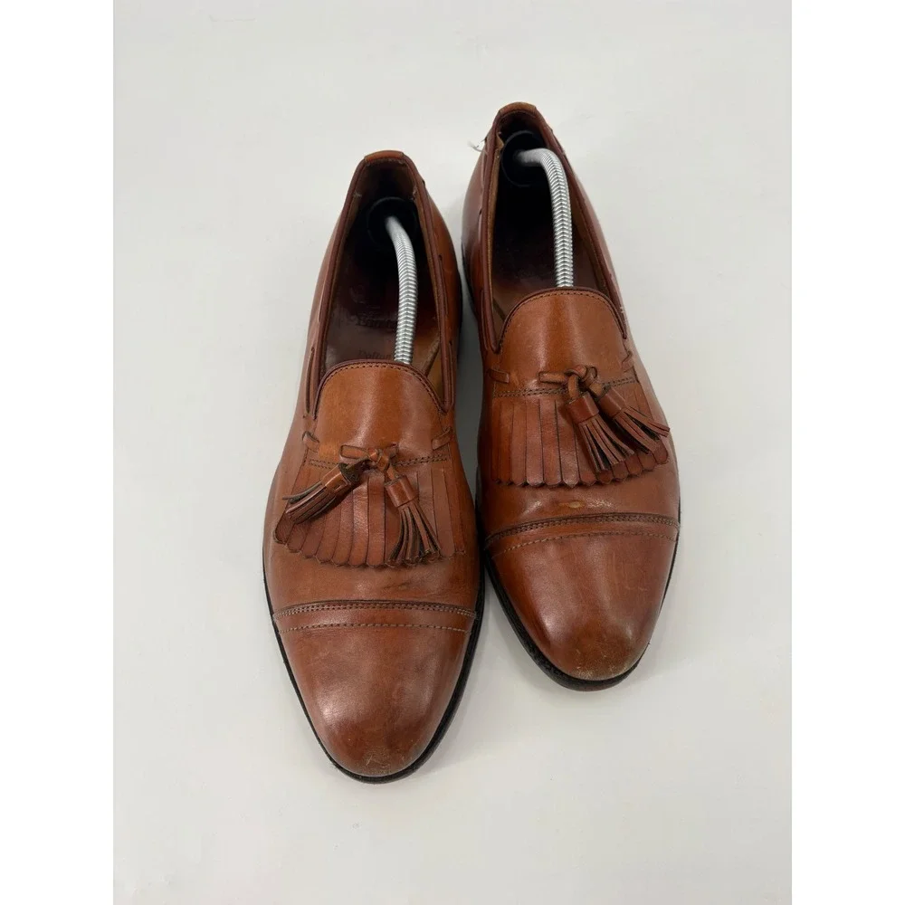 Allen Edmonds Dalton Tan Leather Kiltie Tassel Cap Toe Loafers Mens 12 D 70395